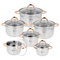 Каструлі з нержавіючої сталі для газової індукції, набір з 12 каструль BRUNBESTE BB-2208