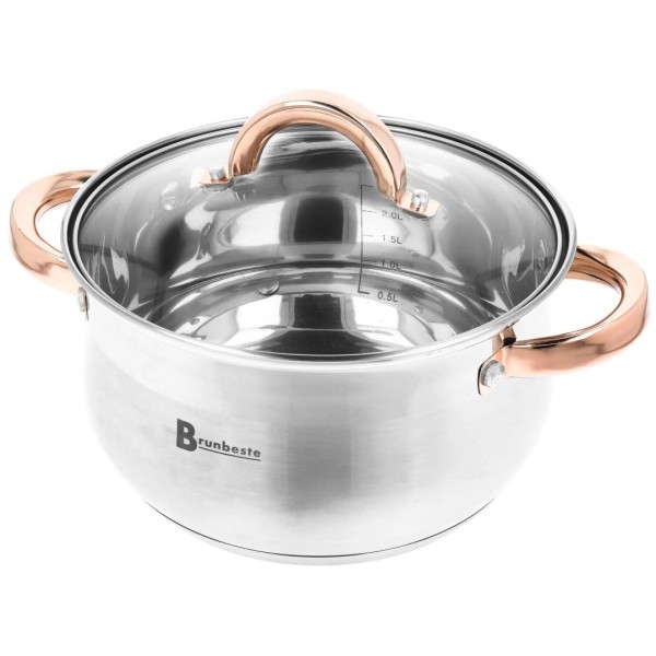 Zestaw garnków BRUNBESTE BB-2208 — garnki ze stali nierdzewnej na gaz i indukcję, 12 el.