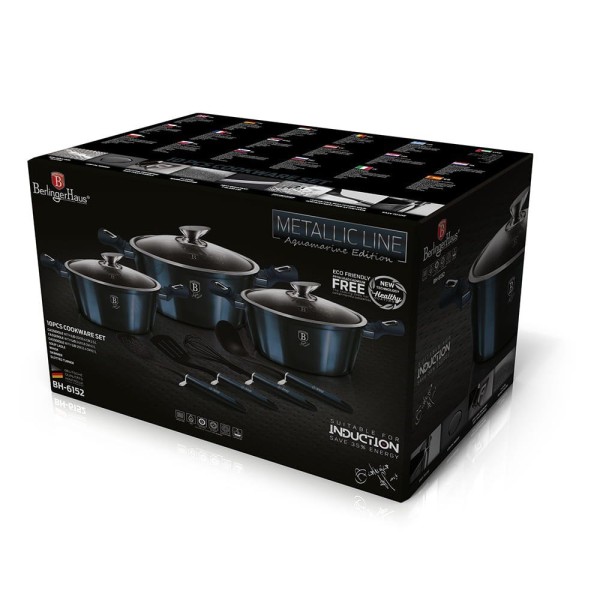 Комплект каструль Berlinger Haus Metallic Line Aquamarine 10 ел для приготування їжі