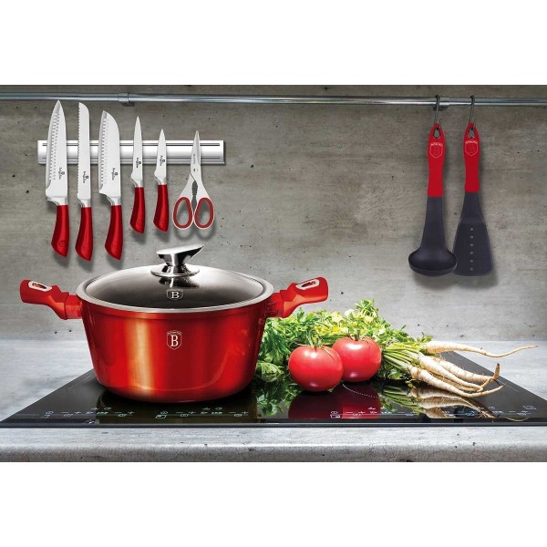 Komplet garnków Berlinger Haus Metallic Burgundy Line 3 elementy 24 cm do kuchni