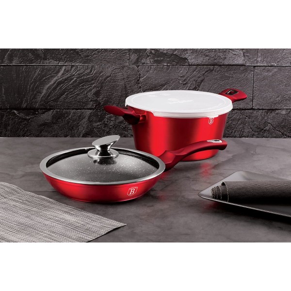 Komplet garnków Berlinger Haus Metallic Burgundy Line 3 elementy 24 cm do kuchni
