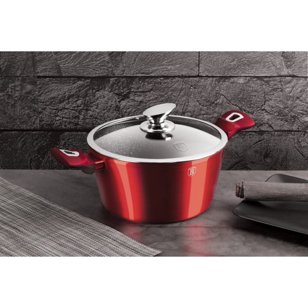 Komplet garnków Berlinger Haus Metallic Burgundy Line 3 elementy 24 cm do kuchni