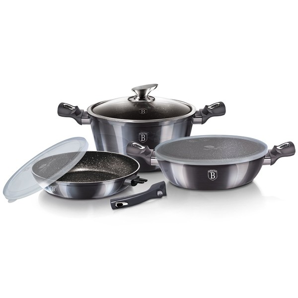 Набір посуду Berlinger Haus BH-7052 Carbon Pro для готування з каструлями та сковорідками
