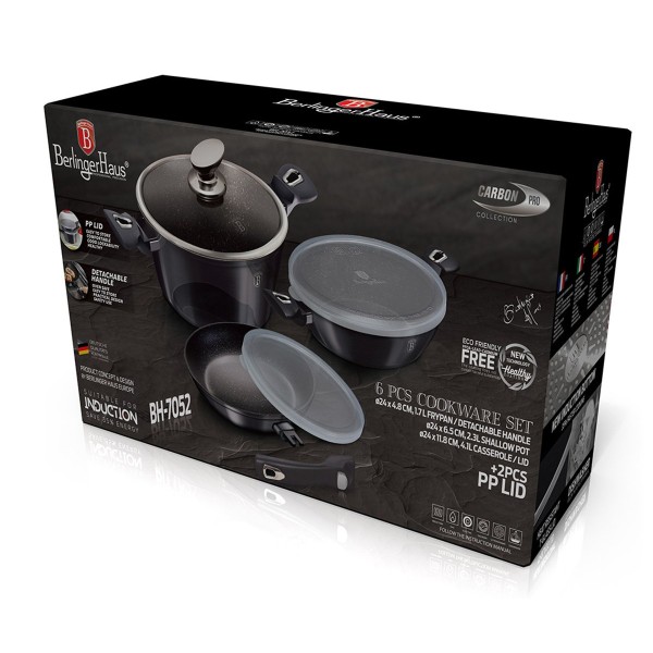Набір посуду Berlinger Haus BH-7052 Carbon Pro для готування з каструлями та сковорідками