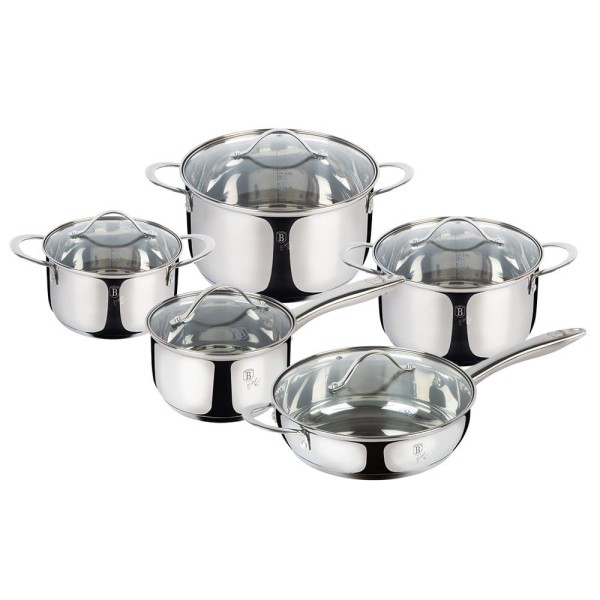 Komplet garnków Berlinger Haus Silver Jewellery BH-6660 stalowy 10 elementów do kuchni