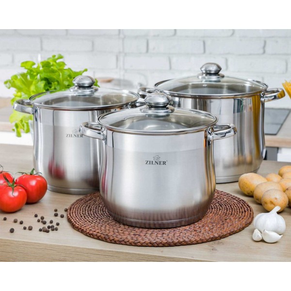 Komplet garnków gastronomicznych Zilner ZL-7350 7-9-11L do profesjonalnej kuchni