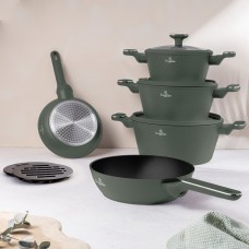 Набір каструль і сковорідок BerlingerHaus BH-8207 Matte Green Collection для кухні, 10 предметів