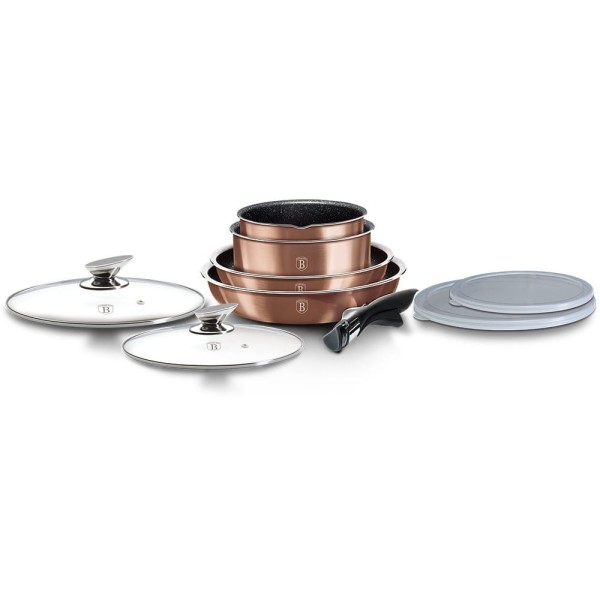 Komplet garnków Berlinger Haus Metallic Line Rose Gold 9 elementów do kuchni