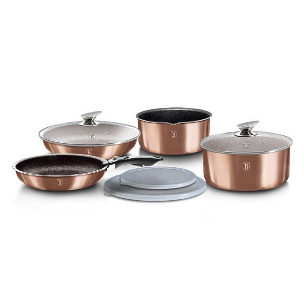 Komplet garnków Berlinger Haus Metallic Line Rose Gold 9 elementów do kuchni