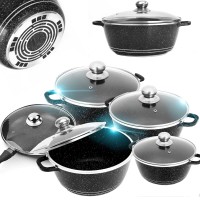Набір каструль i сковорідка Zestaw з керамічним покриттям, 12 предметів, кухонний посуд для приготування