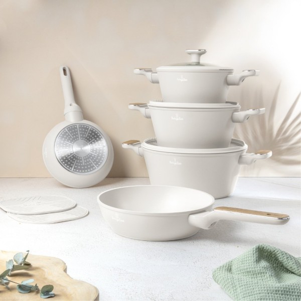 Zestaw garnków, BerlingerHaus Sahara BH-8324 — 10 el., uchwyty z elementami drewna