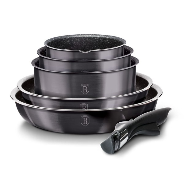 Комплект каструль Berlinger Haus Carbon Pro BH-6910 12 ел. з гранитовим покриттям для готування