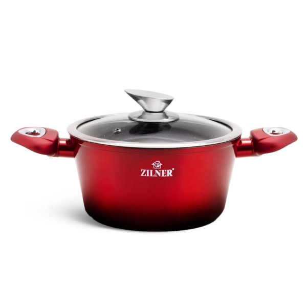 Komplet garnków Zilner Cherry Red Noir ZL-8520 z powłoką granitową 15 elementów do kuchni