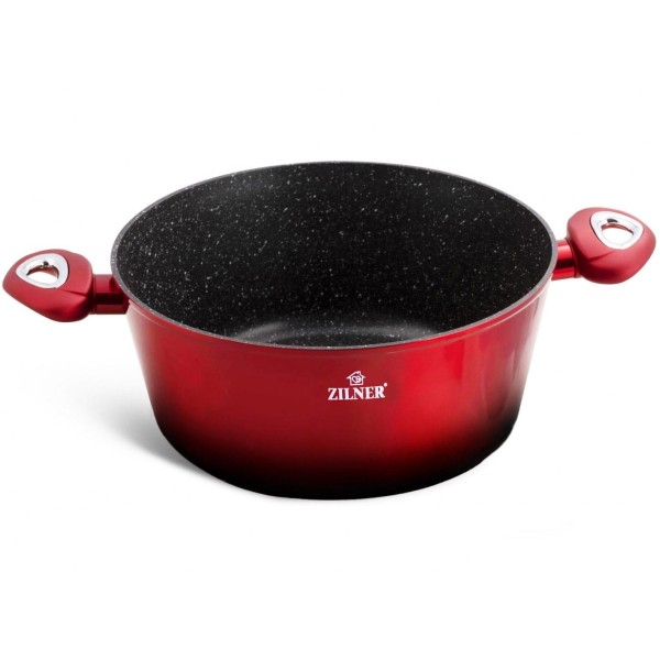 Komplet garnków Zilner Cherry Red Noir ZL-8520 z powłoką granitową 15 elementów do kuchni