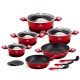 Komplet garnków Zilner Cherry Red Noir ZL-8520 z powłoką granitową 15 elementów do kuchni