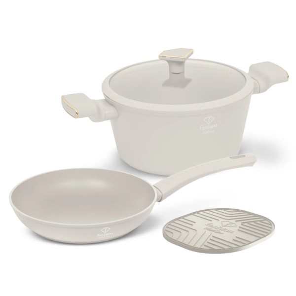 Набір каструль і сковорідок Fashion TV FTV-0078 Matte Cream Gold для ефективного приготування їжі