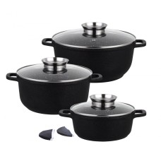 Komplet garnków Klausberg Crack Design KB-7359 8 elementów garnki granitowe 2,5L/4,3L/6,8L