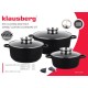Комплект каструль Klausberg Crack Design KB-7359, 3 шт, гранітне покриття, 2.5/4.3/6.8 л для приготування їжі