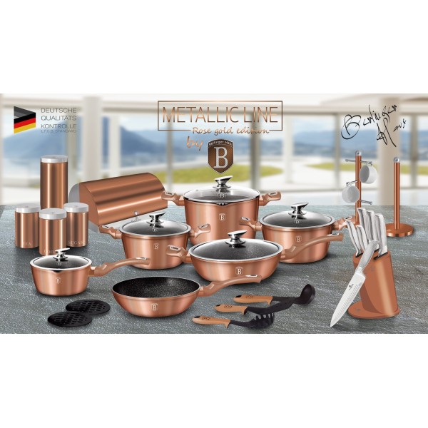 Komplet garnków Berlinger Haus Metallic Line rosegold 11-elementowy do kuchni