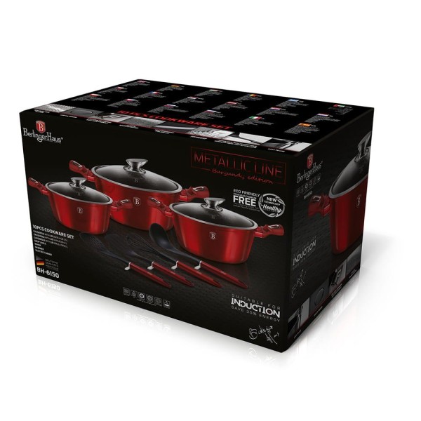 Komplet garnków Berlinger Haus Metallic Line Burgundy 10 elementów do kuchni