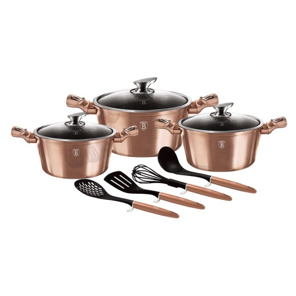 Комплект каструль Berlinger Haus Metallic Line Rosegold BH-6151, 10 предметів для кухні