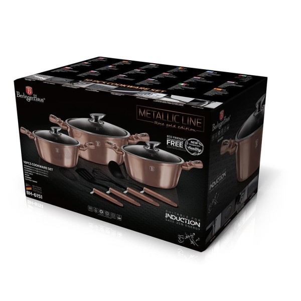 Комплект каструль Berlinger Haus Metallic Line Rosegold BH-6151, 10 предметів для кухні