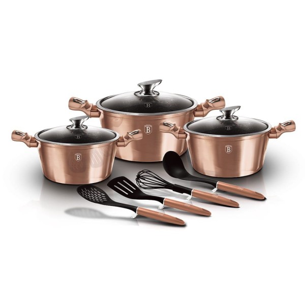 Комплект каструль Berlinger Haus Metallic Line Rosegold BH-6151, 10 предметів для кухні