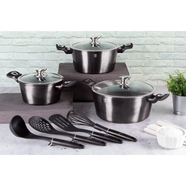 Komplet garnków Berlinger Haus Carbon Pro BH-6919 z powłoką granitową 10 el. do kuchni