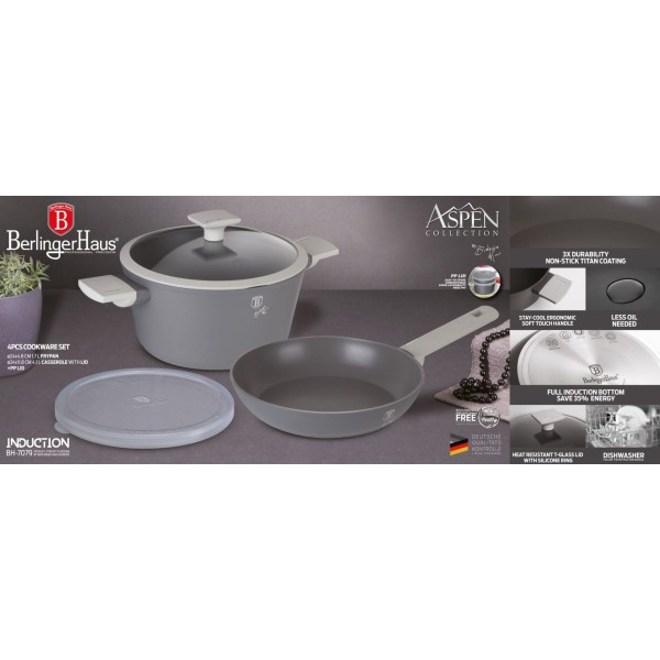 Komplet garnków i patelni Berlinger Haus Aspen BH-7079 z powłoką tytanową 24 cm