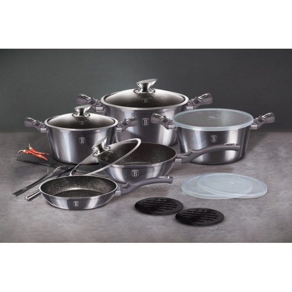 Komplet garnków Berlinger Haus Carbon Pro BH-6886 z powłoką granitową 13 elementów do kuchni