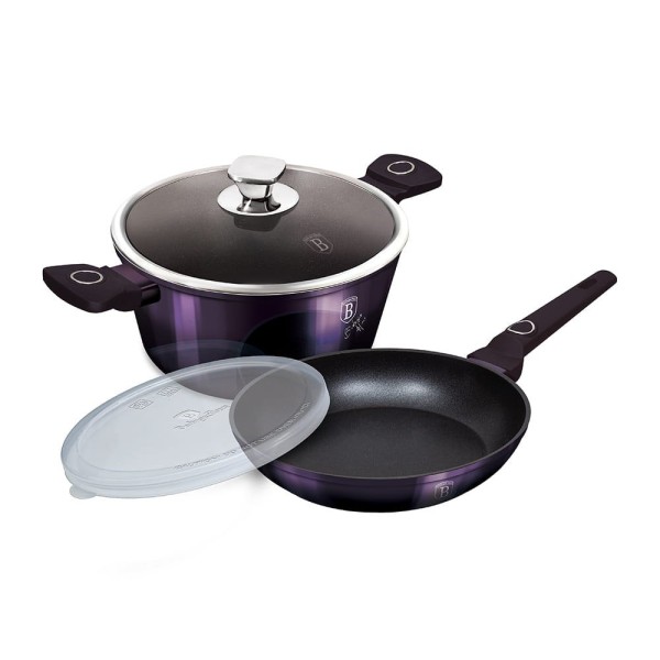 Komplet garnków i patelni Berlinger Haus Purple Eclipse BH-7102 z powłoką tytanową 24 cm, 4 elementy