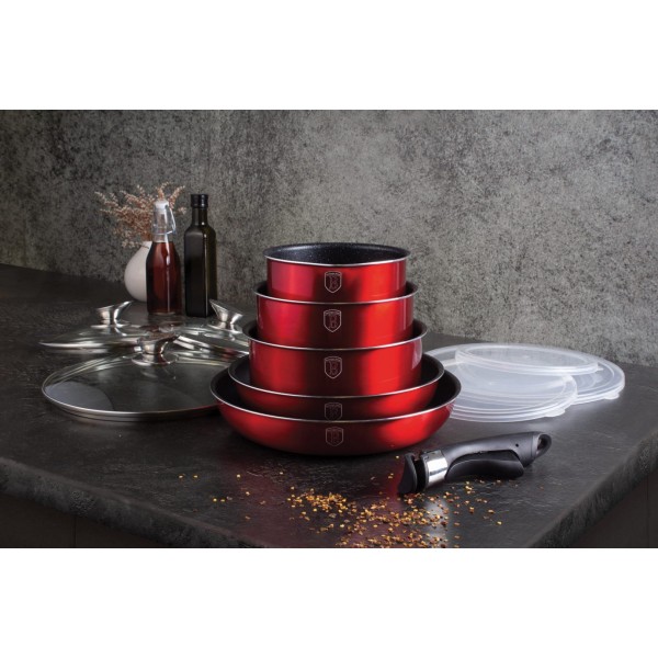 Komplet garnków Berlinger Haus Metallic Line Burgundy BH-1674 do kuchni 12 elementów