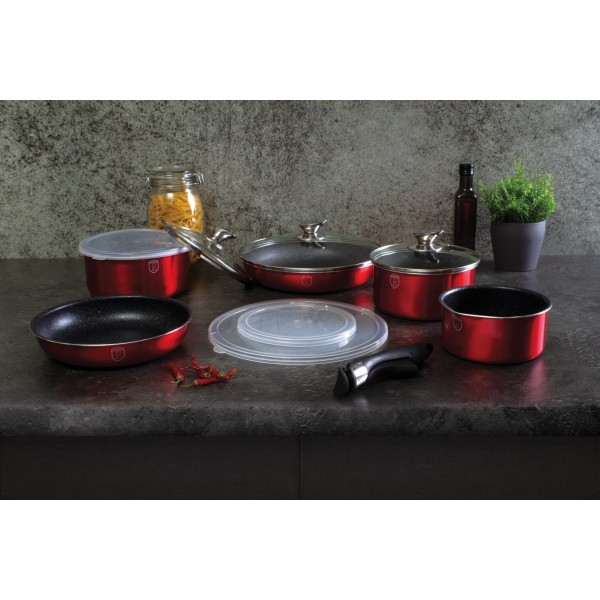 Komplet garnków Berlinger Haus Metallic Line Burgundy BH-1674 do kuchni 12 elementów