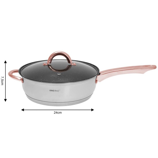 Комплект сталевих каструль Kinghoff Rosegold KH-1766, 12 ел., для приготування їжі