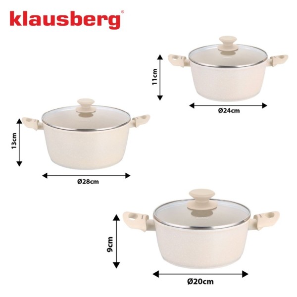Zestaw garnków Klausberg KB-7961, 6 elementów, powłoka marmurkowa, do kuchni