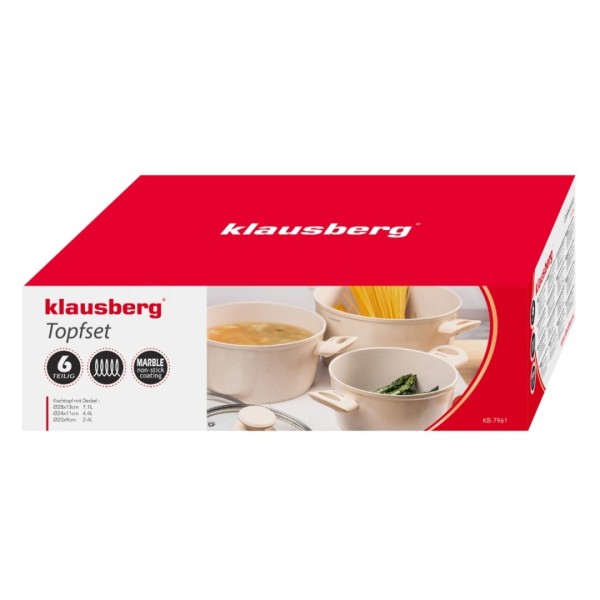 Zestaw garnków Klausberg KB-7961, 6 elementów, powłoka marmurkowa, do kuchni
