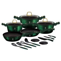 Komplet garnków Berlinger Haus Emerald BH-7043 z akcesoriami, 17 elementów do kuchni