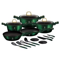 Komplet garnków Berlinger Haus Emerald BH-7043 z akcesoriami, 17 elementów do kuchni