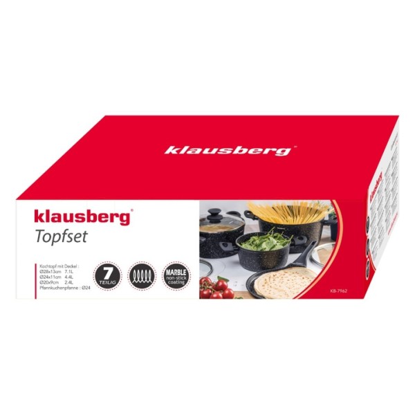 Zestaw garnków Klausberg KB-7962, 7 elem., marmurkowe — garnki do kuchni