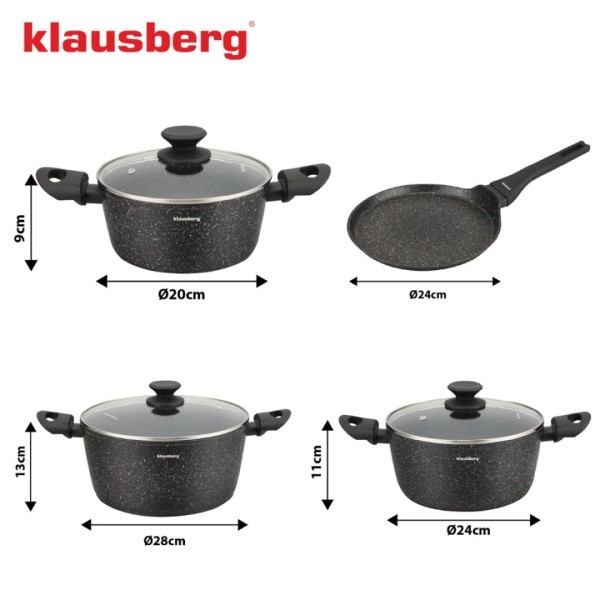Zestaw garnków Klausberg KB-7962, 7 elem., marmurkowe — garnki do kuchni