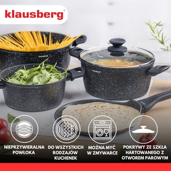 Zestaw garnków Klausberg KB-7962, 7 elem., marmurkowe — garnki do kuchni