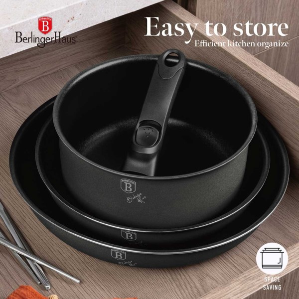 Zestaw garnków Berlinger Haus BH-8256 Antracite, 9 elementów, tytanowy, do kuchni