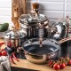 Комплект сталевих каструль Klausberg KB-7700, 12 предметів, 2.1-6.6 л для готування