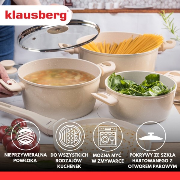 Zestaw garnków Klausberg KB-7963 marmurkowy 7 el. — garnki do kuchni