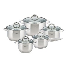 Komplet garnków KiNGHOFF Silver 10 elementów do codziennego gotowania KH-4449