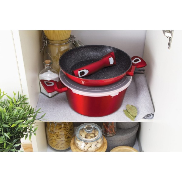 Komplet garnków Berlinger Haus Metallic Line Burgundy 6 elementów 24 cm do gotowania