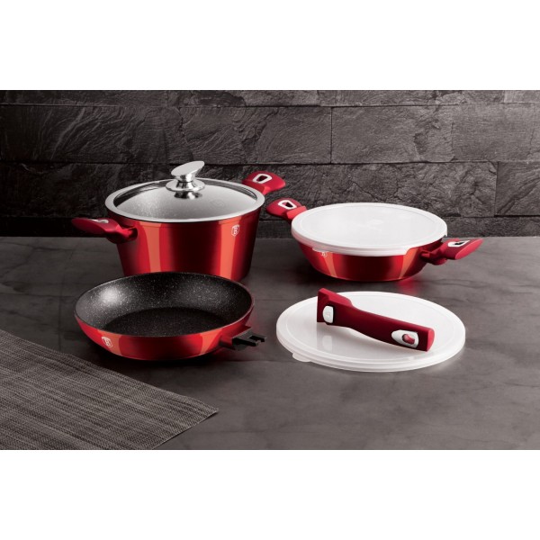 Komplet garnków Berlinger Haus Metallic Line Burgundy 6 elementów 24 cm do gotowania