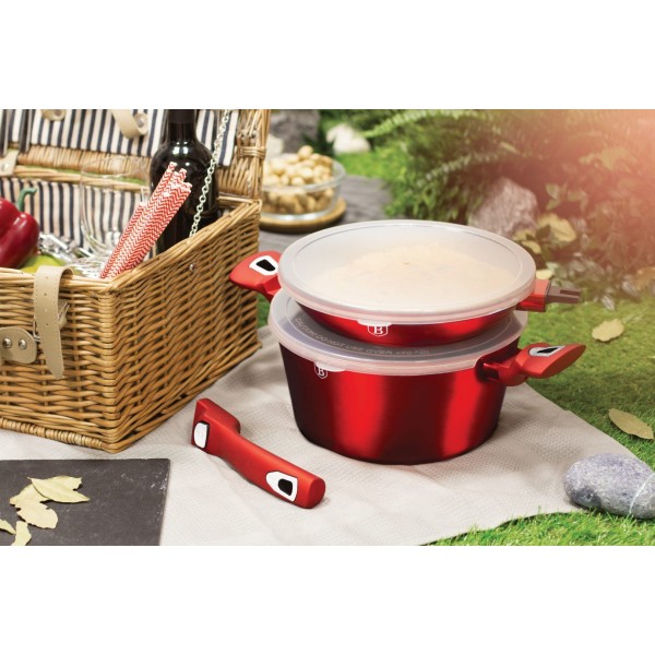 Komplet garnków Berlinger Haus Metallic Line Burgundy 6 elementów 24 cm do gotowania