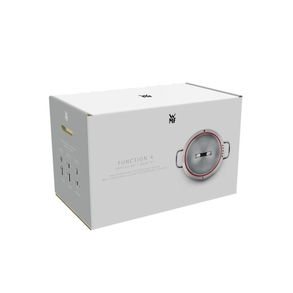 Garnki Zestaw WMF Function 4, 5 garnków, czerwone, pokrętła, 9 el.