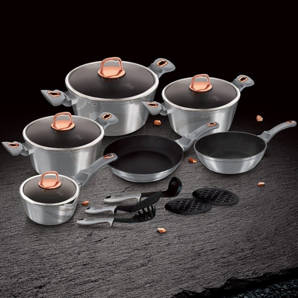 Komplet garnków Berlinger Haus Metallic Moonlight BH-6022 15 elementów do kuchni